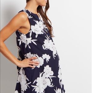 Navy Floral Button Front Dress